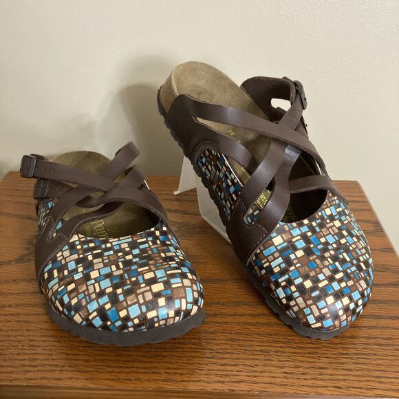 Birkenstock Papillio Lugano Mosaic Brown Birko Flor Clog 39 Colorful Comfort - Picture 3 of 12